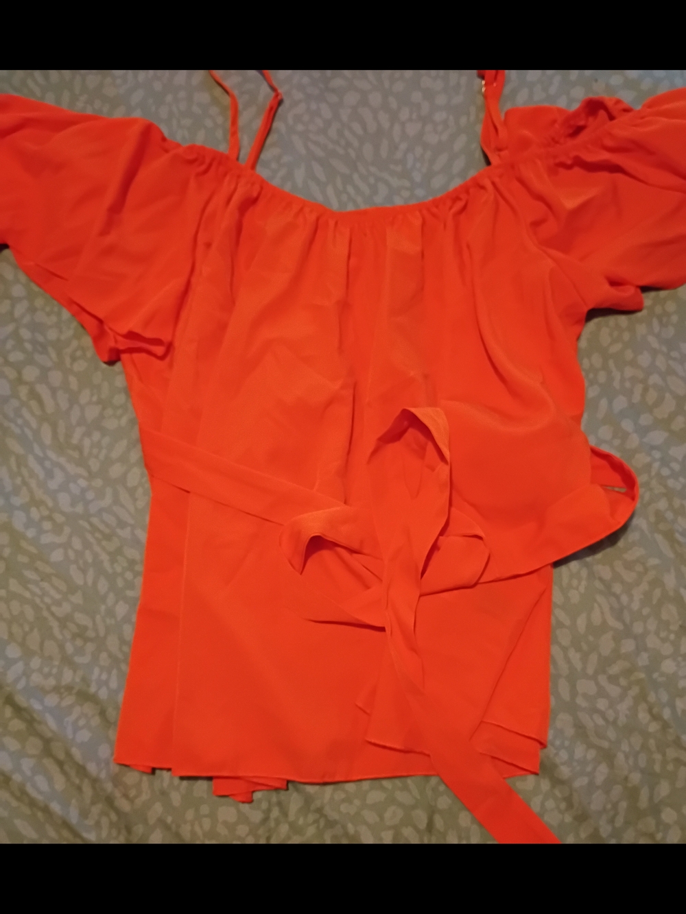 SHEIN 3x Bright Orange Off-Shoulder Tie-Waist Blouse